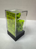 Dice set: Chessex 27430 vortex, bright green/black polyhedral seven dice set