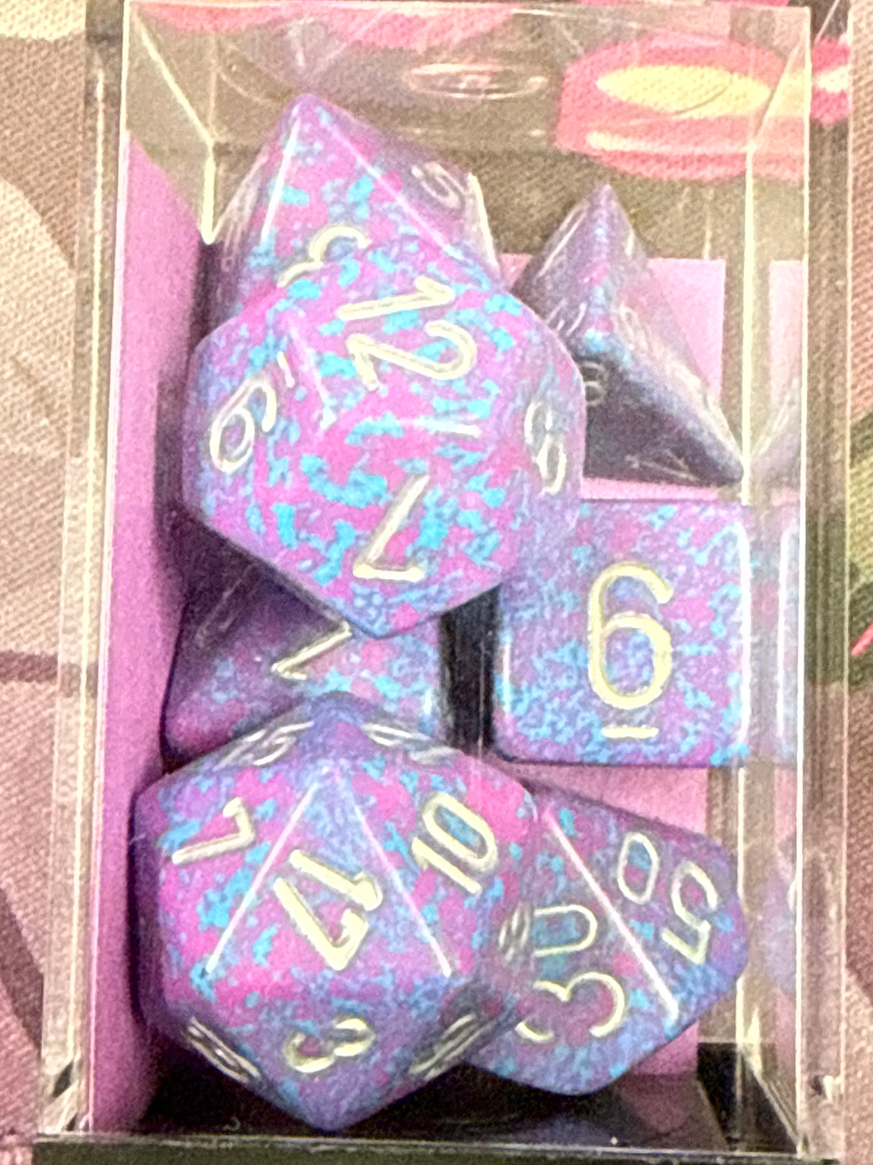7 Set Cube Speckled Silver Tetra Polyhedral Standard Size Durable Sharp Edge Chessex Manufacturing