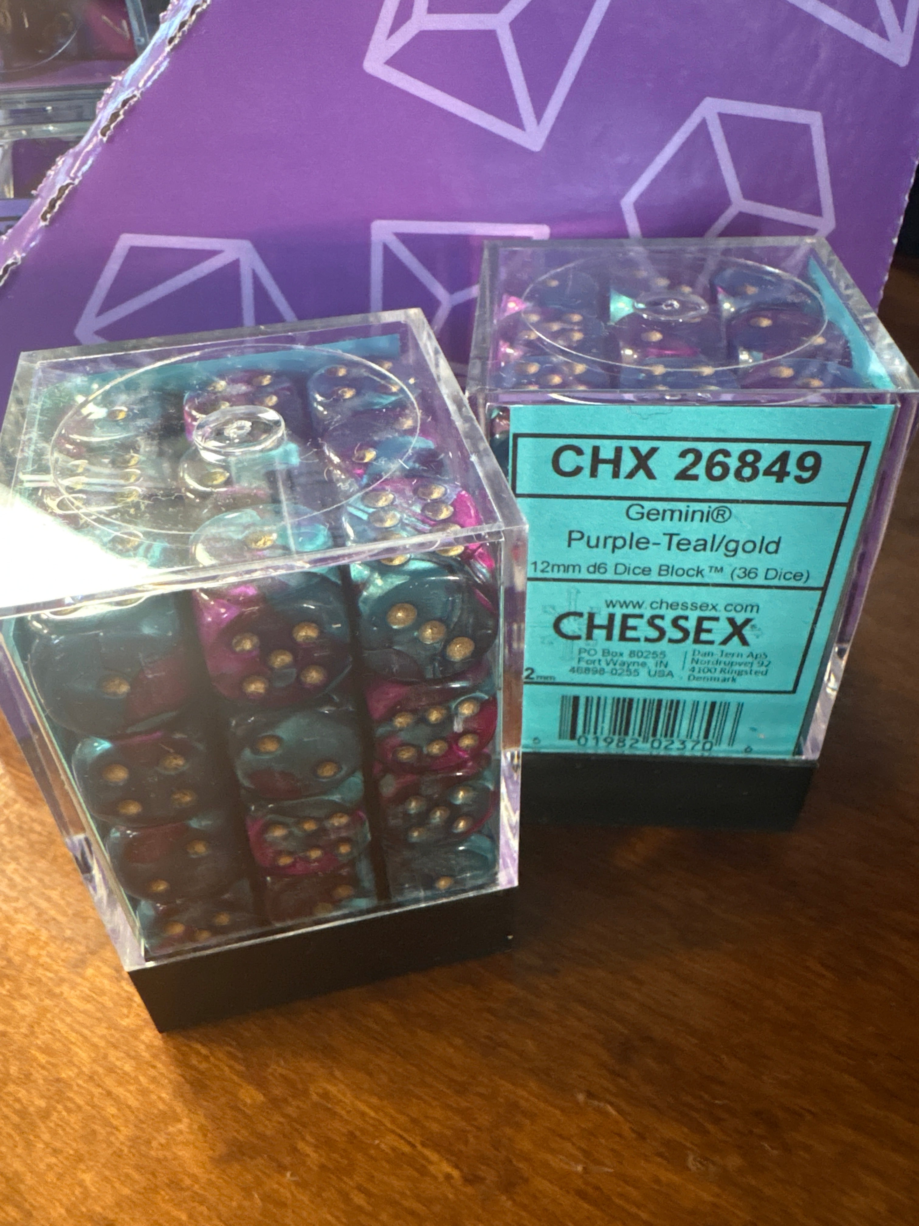 Dice Set: Chessex 26849- Purple- Teal/gold