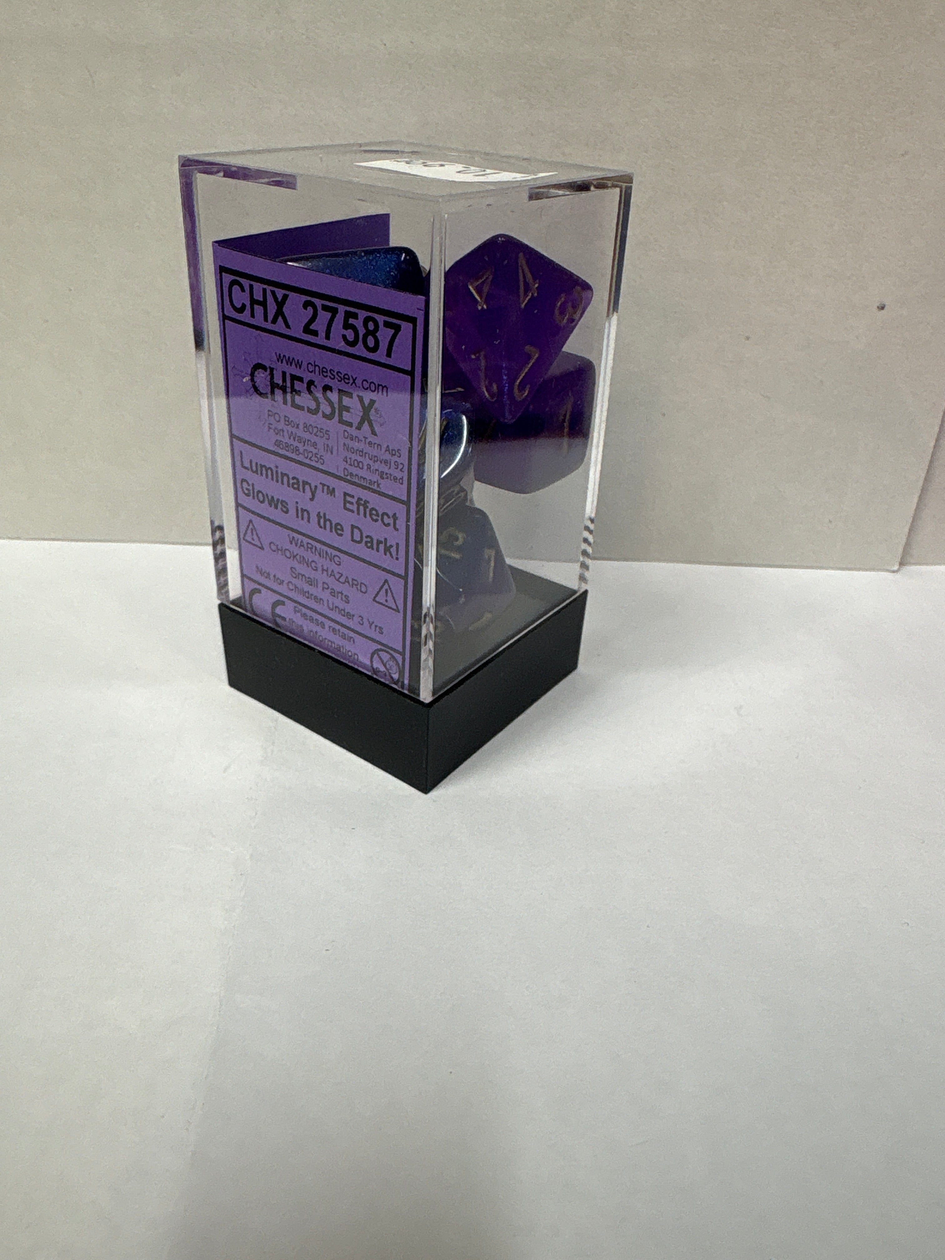 Dice Sets: Chessex 27587 borealis royal purple/gold polyhedral seven dice set