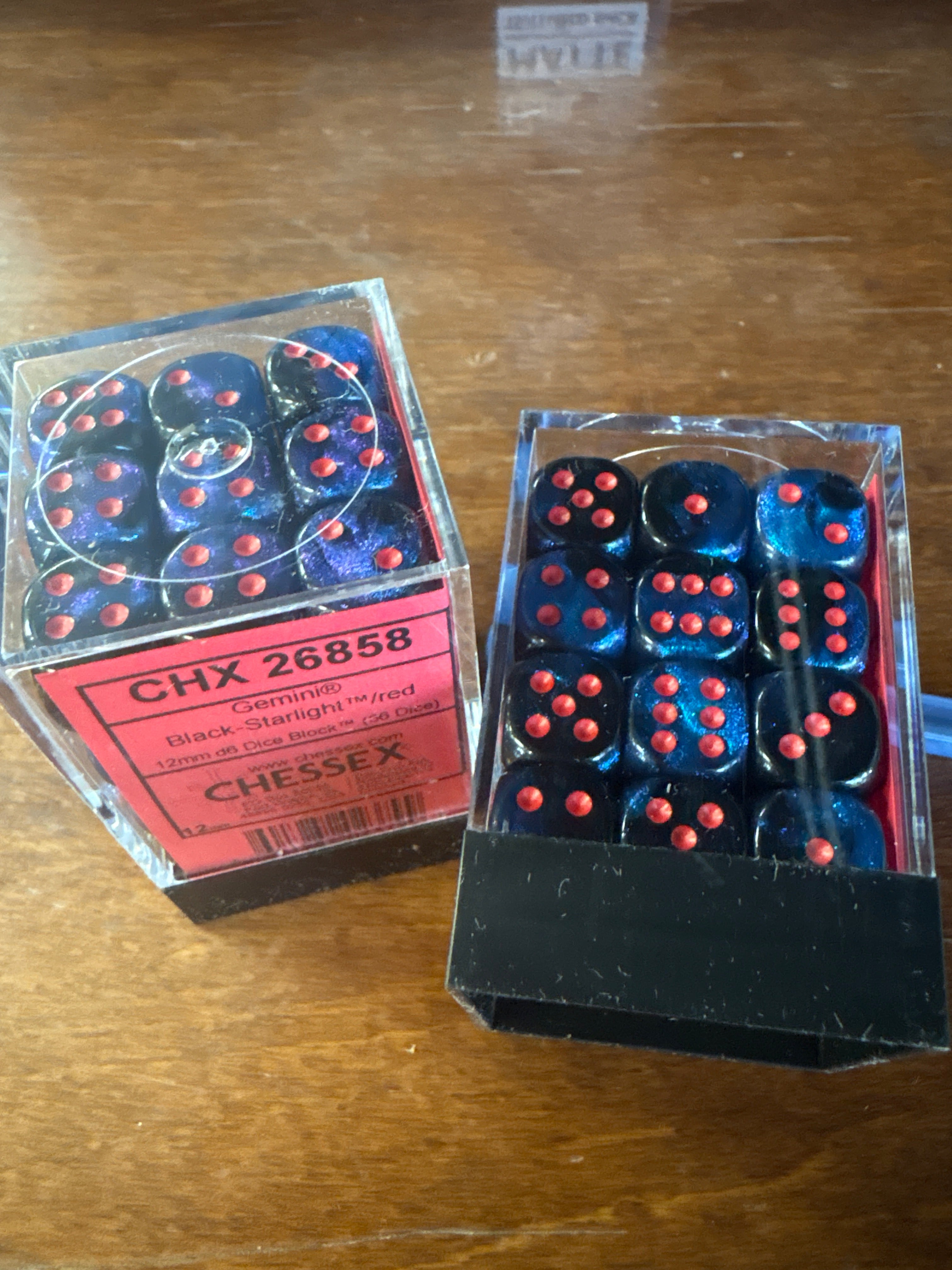 Dice Set: Chessex 26858-Black Starlight/Red