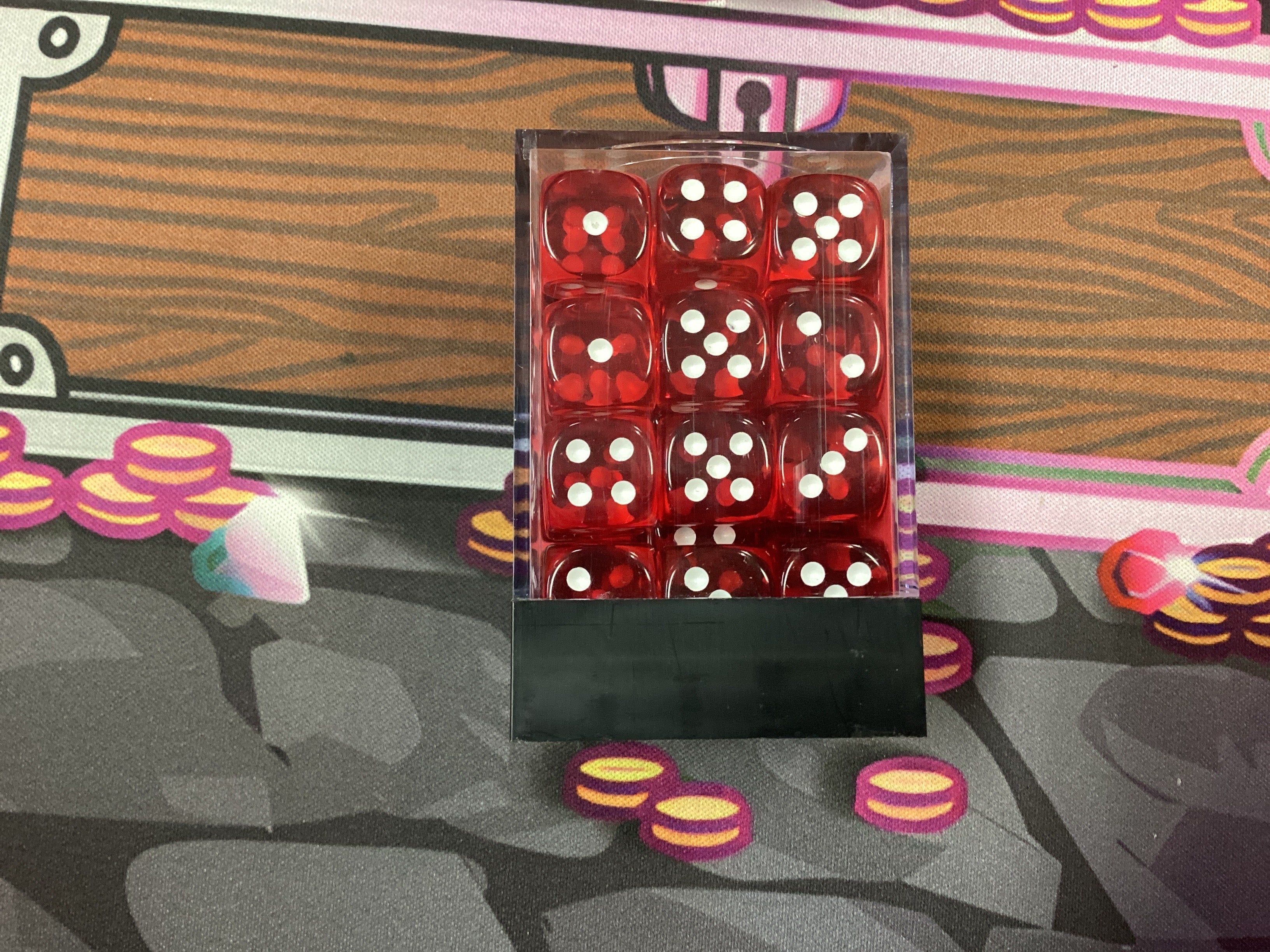 CHX 23804 translucent red/white 12mm d6 dice block