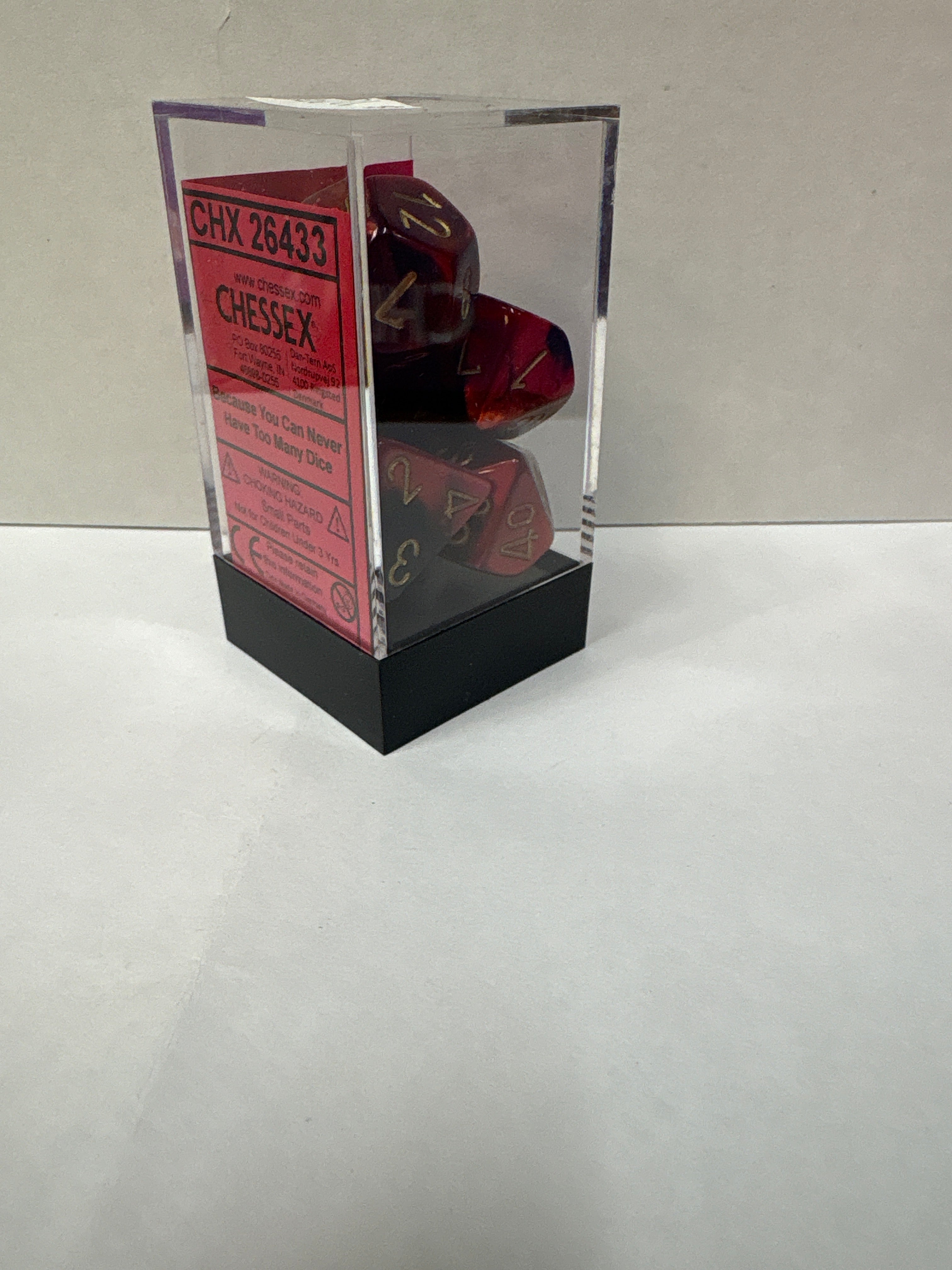 Dice Set: Chessex 26433 Gemini black – red/gold polyhedral seven dice set